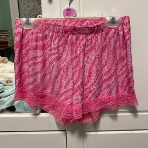 NEVER WORN Y2k Hot Pink Cheetah Zebra Print Lace Sleep Shorts